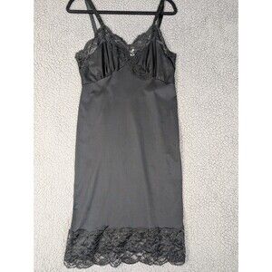 Vintage Aristocraft Superior Slip Dress Nightgown Black Lace Trim Size 36 1960s